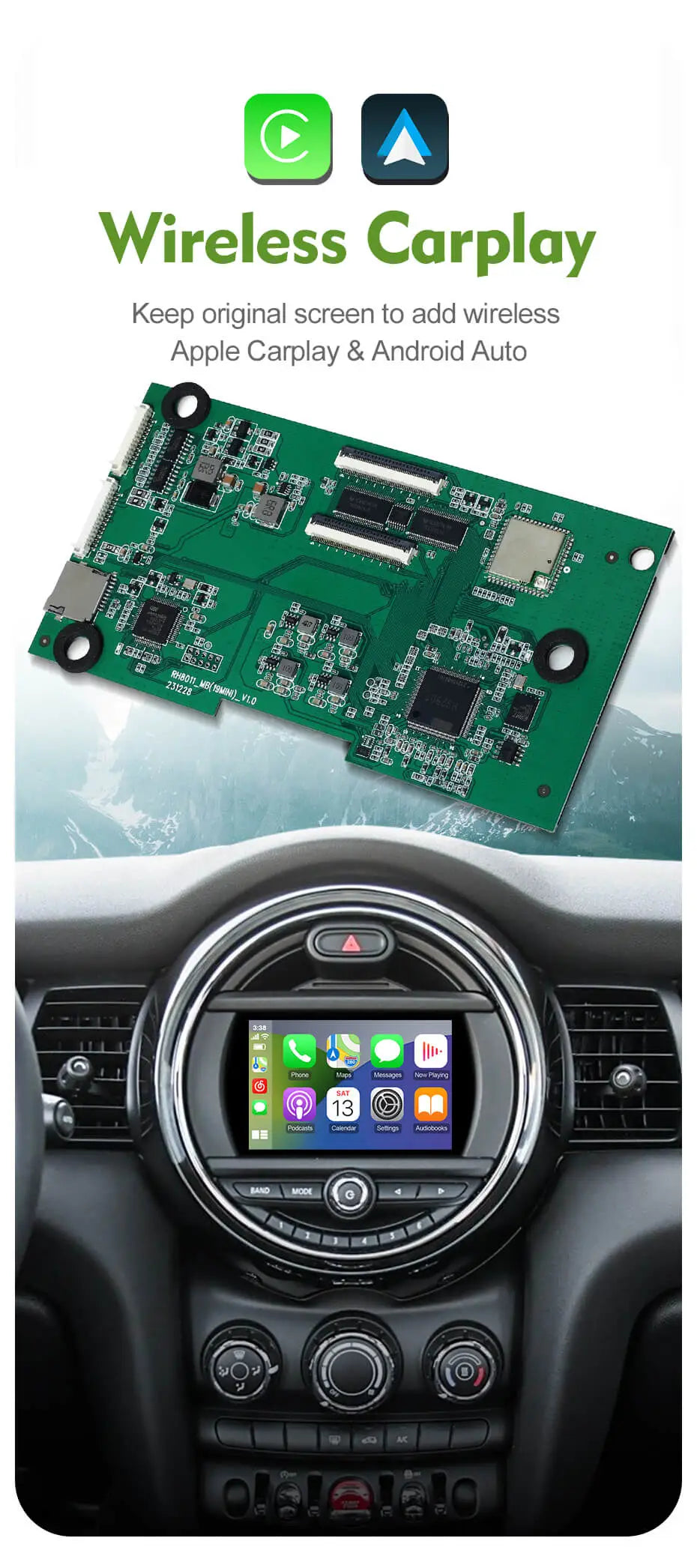 MINI BIS01 Apple CarPlay & Android Auto Interface (includes installation)